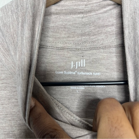 J. Jill Women Top Large Tan Luxe Supima‎ Turtleneck Tunic Oatmeal Perfect - Picture 3 of 8